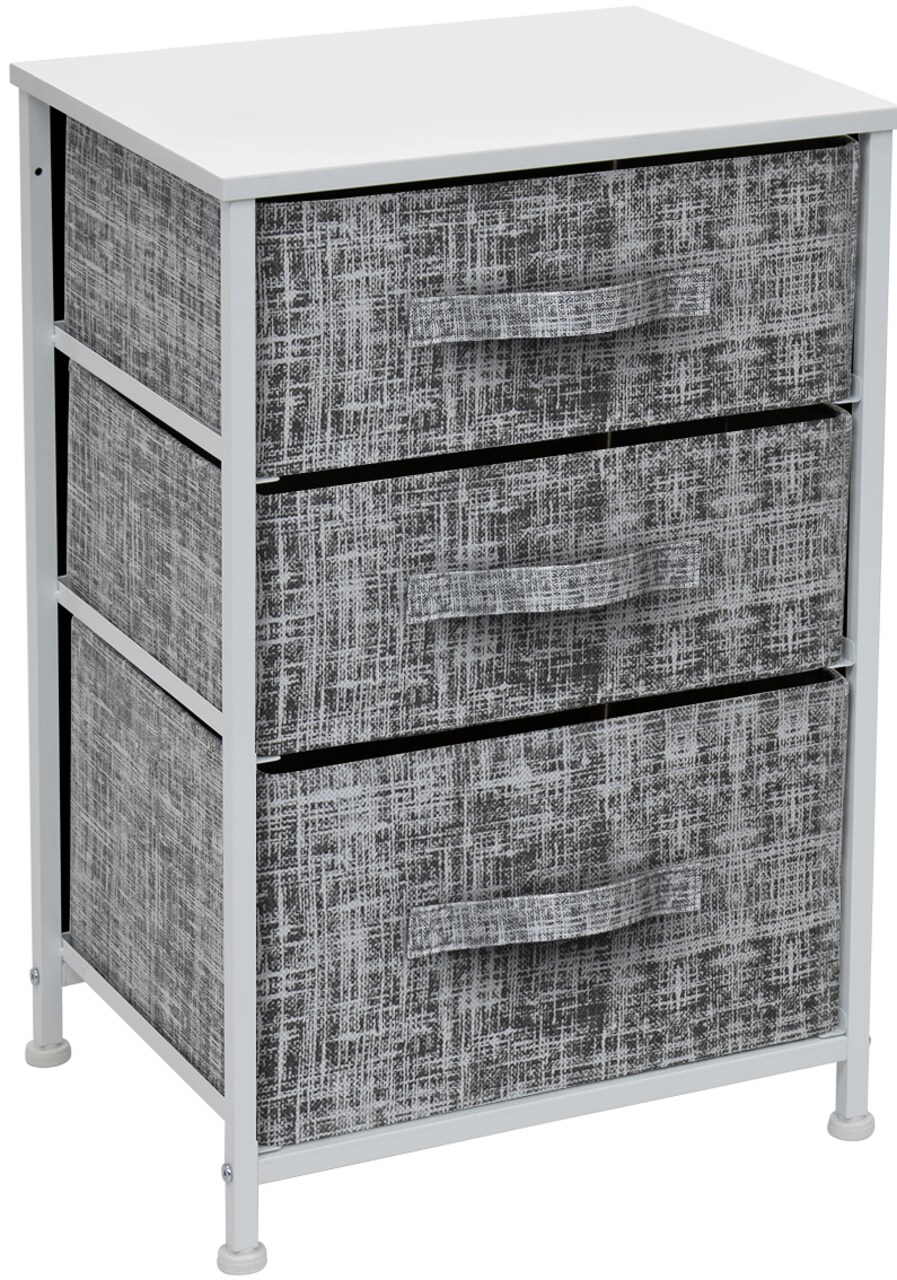 Sorbus Nightstand with 3 Drawers - Furniture Storage for Bedroom, Closet, Office Organization - Steel Frame, Wood Top, Pastel Fabric Bin